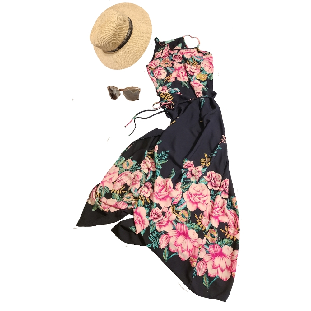 Filly Flair Floor Length Floral Dresa